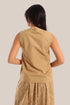 Embroidered sleeveless cotton round neckline top